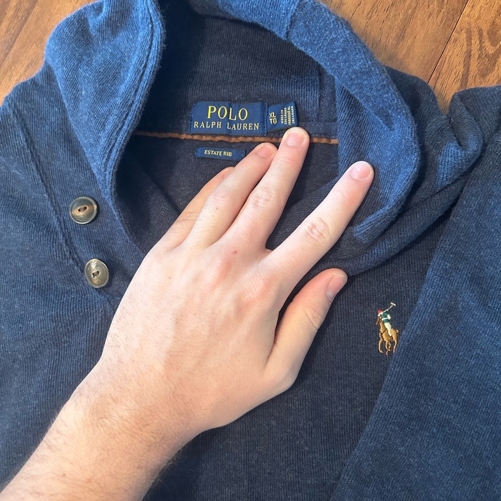 Ralph Lauren Long-Sleeve Polo Sweater (Navy Blue, XL)
